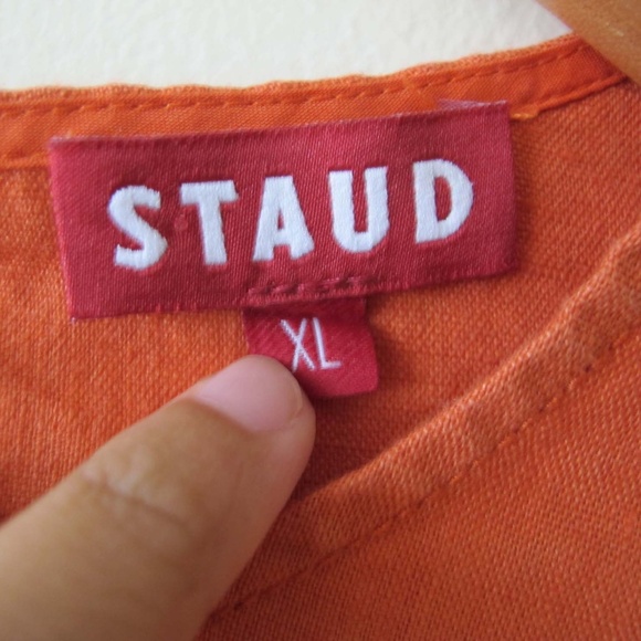 STAUD Athena Linen Crop Top XL Burnt Orange Boho Peasant - Picture 3 of 5
